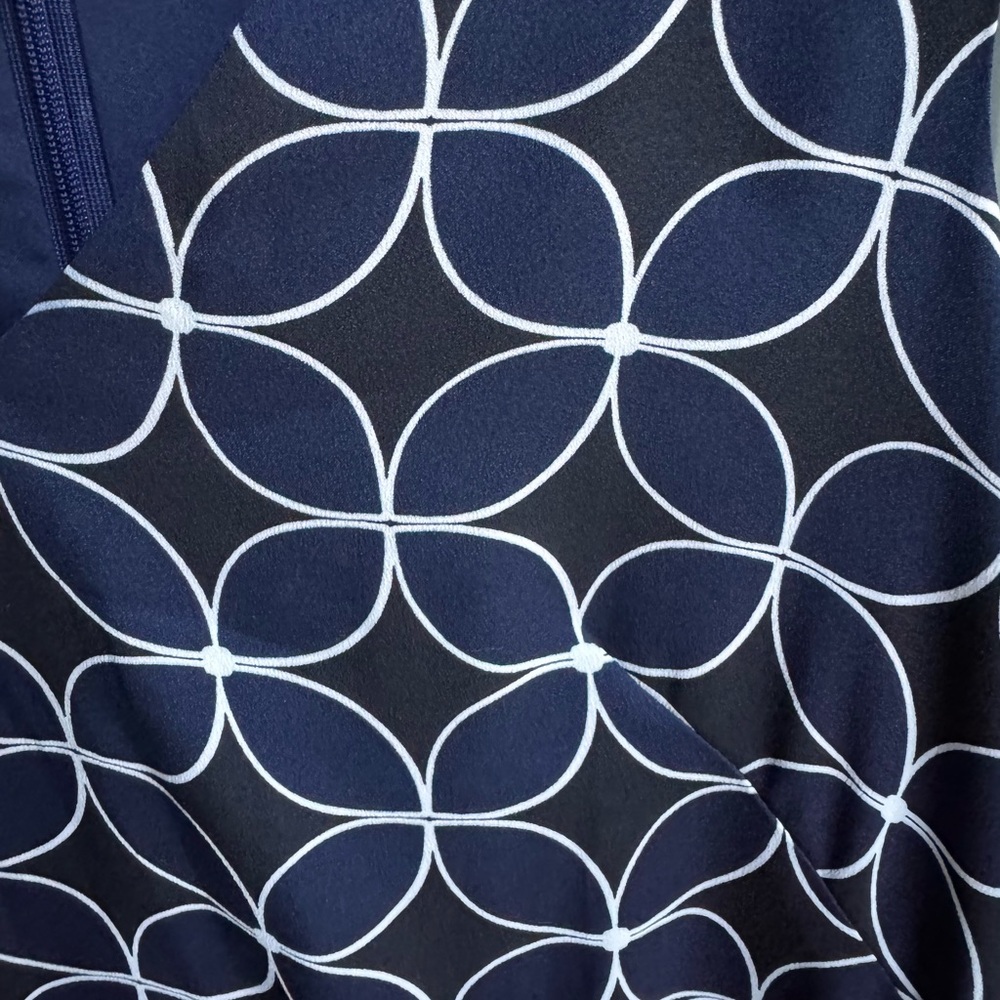 Ann Taylor Dress Black/Blue White pattern size 2 zipper back sleeveless - Picture 8 of 12